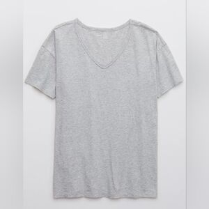 Aerie Women's Distressed Basic V-Neck Boyfriend T-Shirt